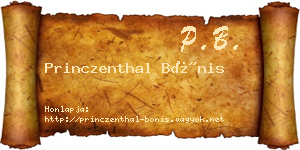 Princzenthal Bónis névjegykártya